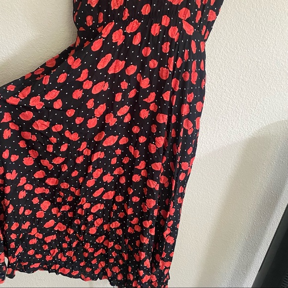 Vintage ANN TAYLOR BLACK POLKA DOT FLORAL DRESS - Picture 11 of 12